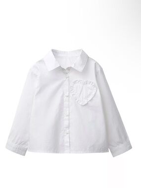 Zara White Button-Down Shirt with Heart Pocket